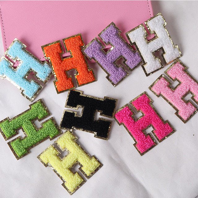 1PC 5.5cm Embroidered Letter Iron on Patch A-Z Chenille Letter Patches with  Glitter Varsity Fuzzy Patch Letters For Shirt - AliExpress